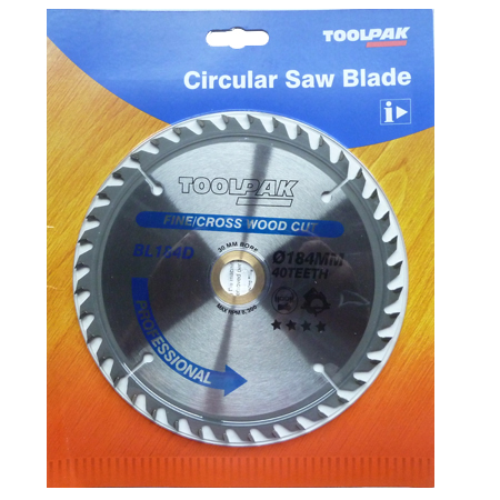 TCT Circular Saw Blade 184mm x 16mm x 40T Professional Toolpak 